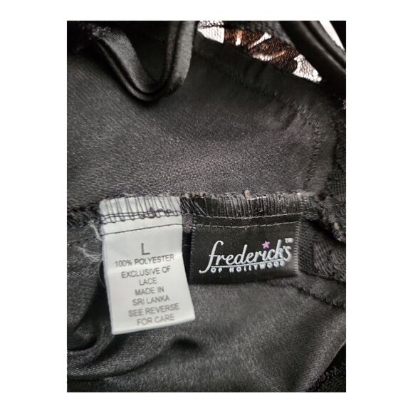 Vintage Fredrick's of Hollywood Black Negligee Nightgown Lace trimmed Size Large - Picture 2 of 11